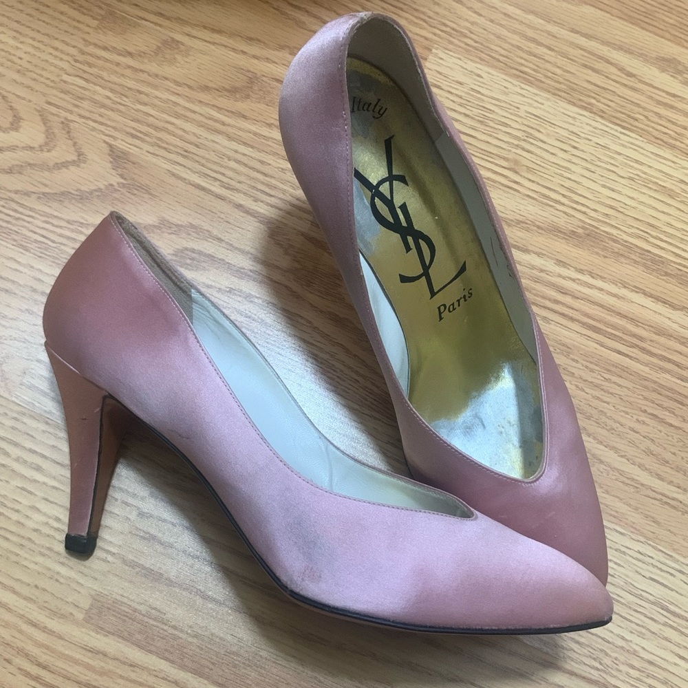 Yves Saint Laurent Pink Satin Pumps
